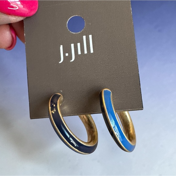 J. Jill Jewelry - J.Jill enamel two tone blue and gold-toned hoop earrings NWT